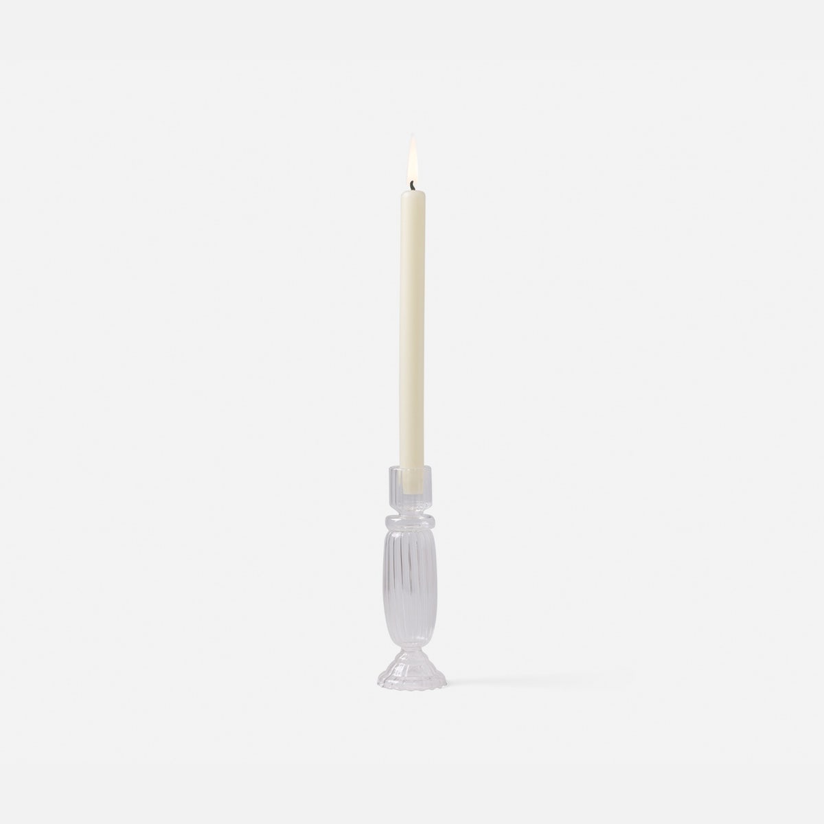 Elodie Clear Candle Holders Hand Blown Glass Set/3