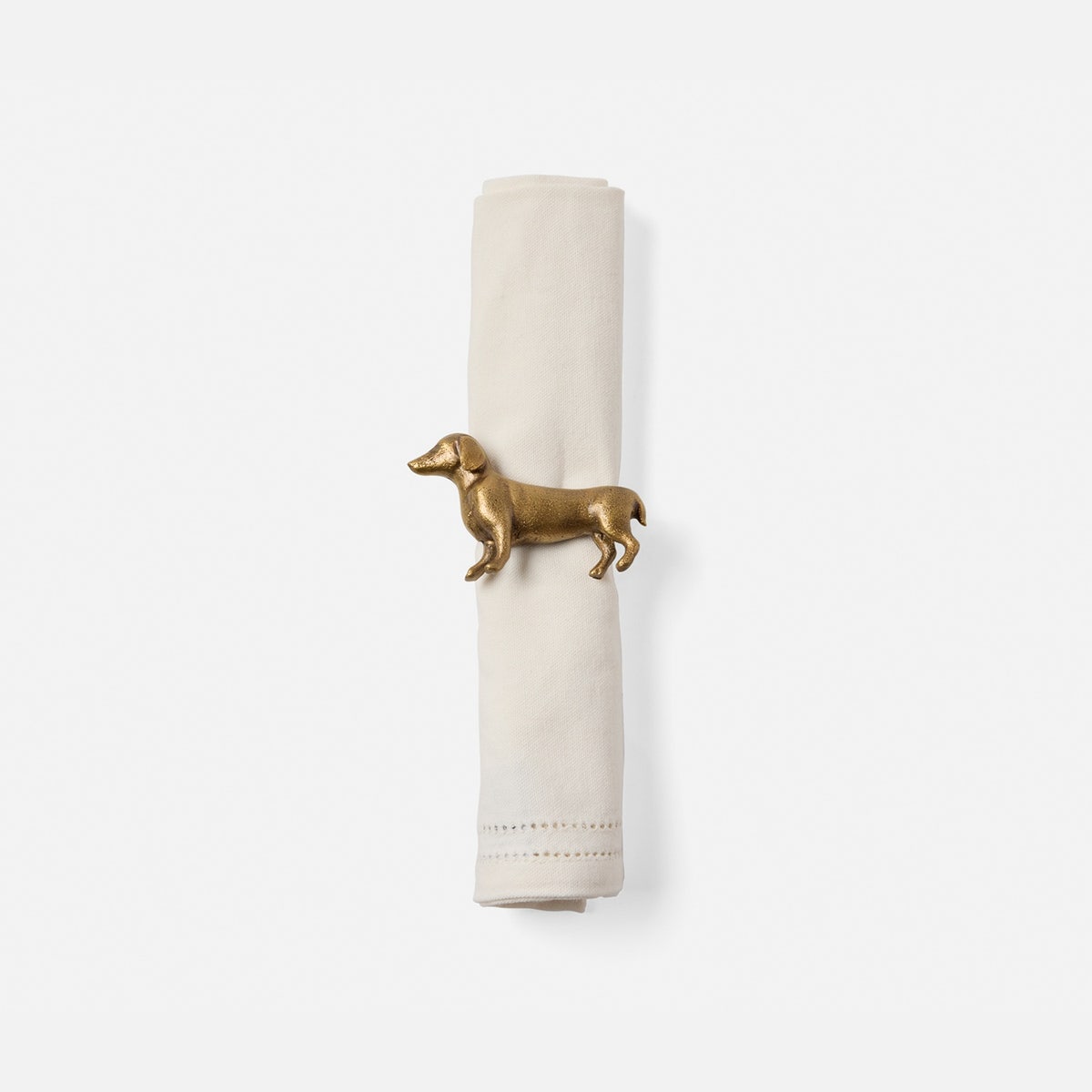 Bruno Antique Gold Dachshund Napkin Ring Brass Boxed Pack/4