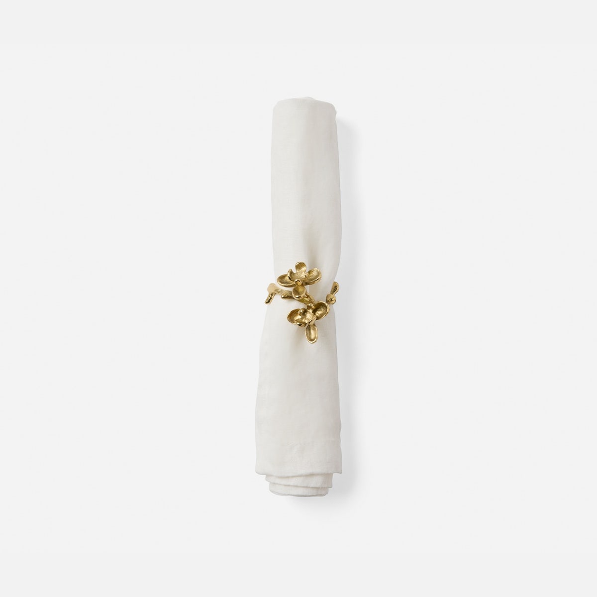 Fiona Polished Gold Blossom Napkin Ring Brass Pack/4 Boxed