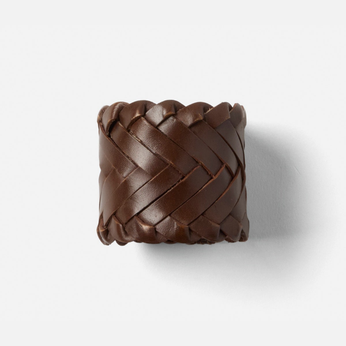 Fordham Tobacco Braided Napkin Ring Full-Grain Leather Boxed Pack/4