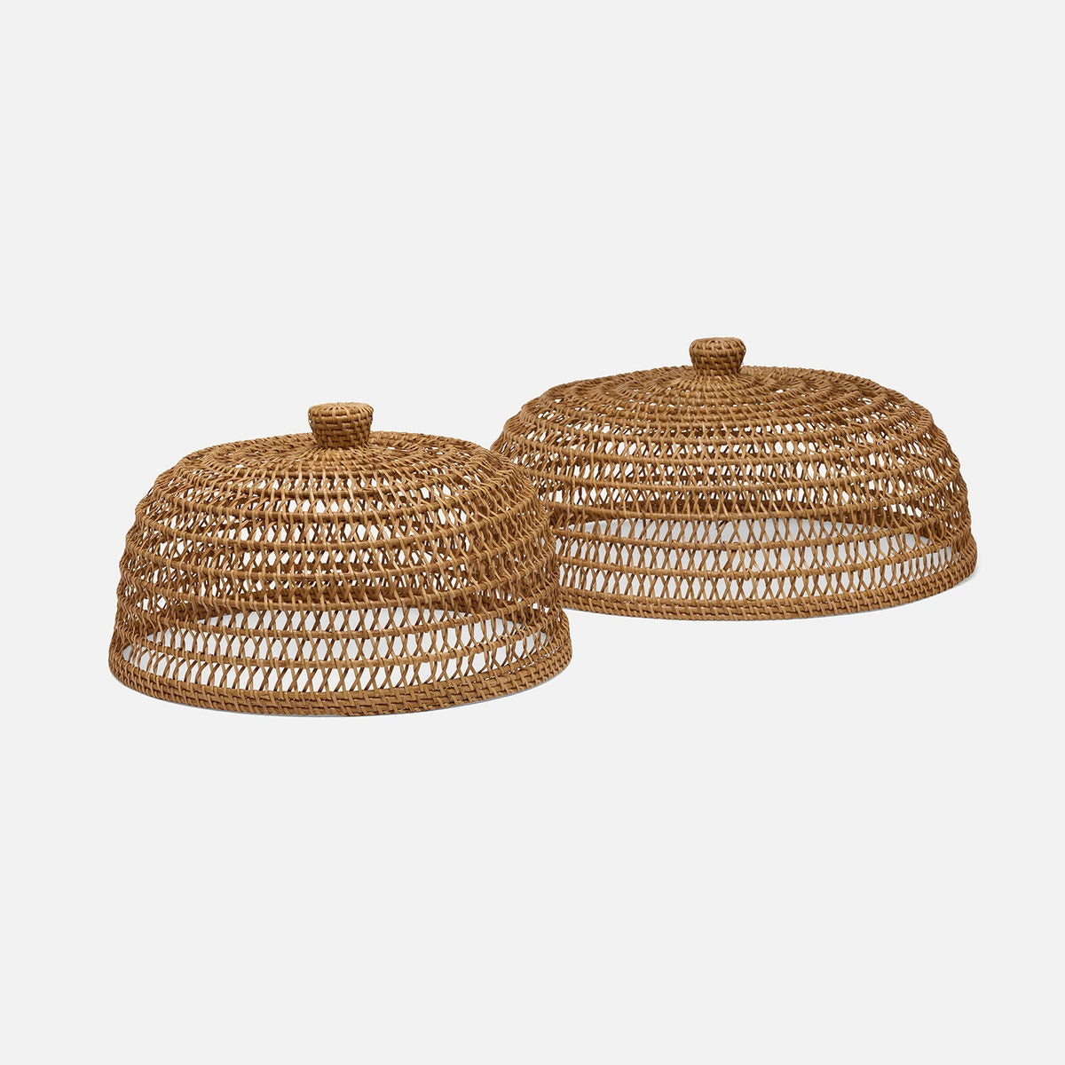 Jacen Honey Food Cover W/ Knob Handle Round Rattan Set/2