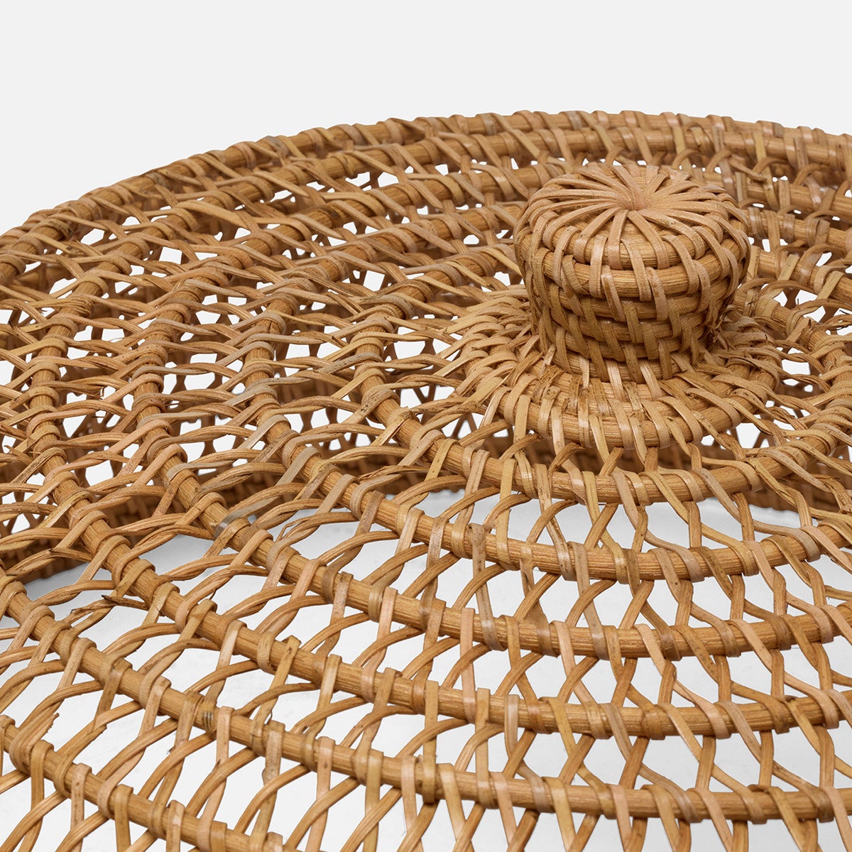 Jacen Honey Food Cover W/ Knob Handle Round Rattan Set/2