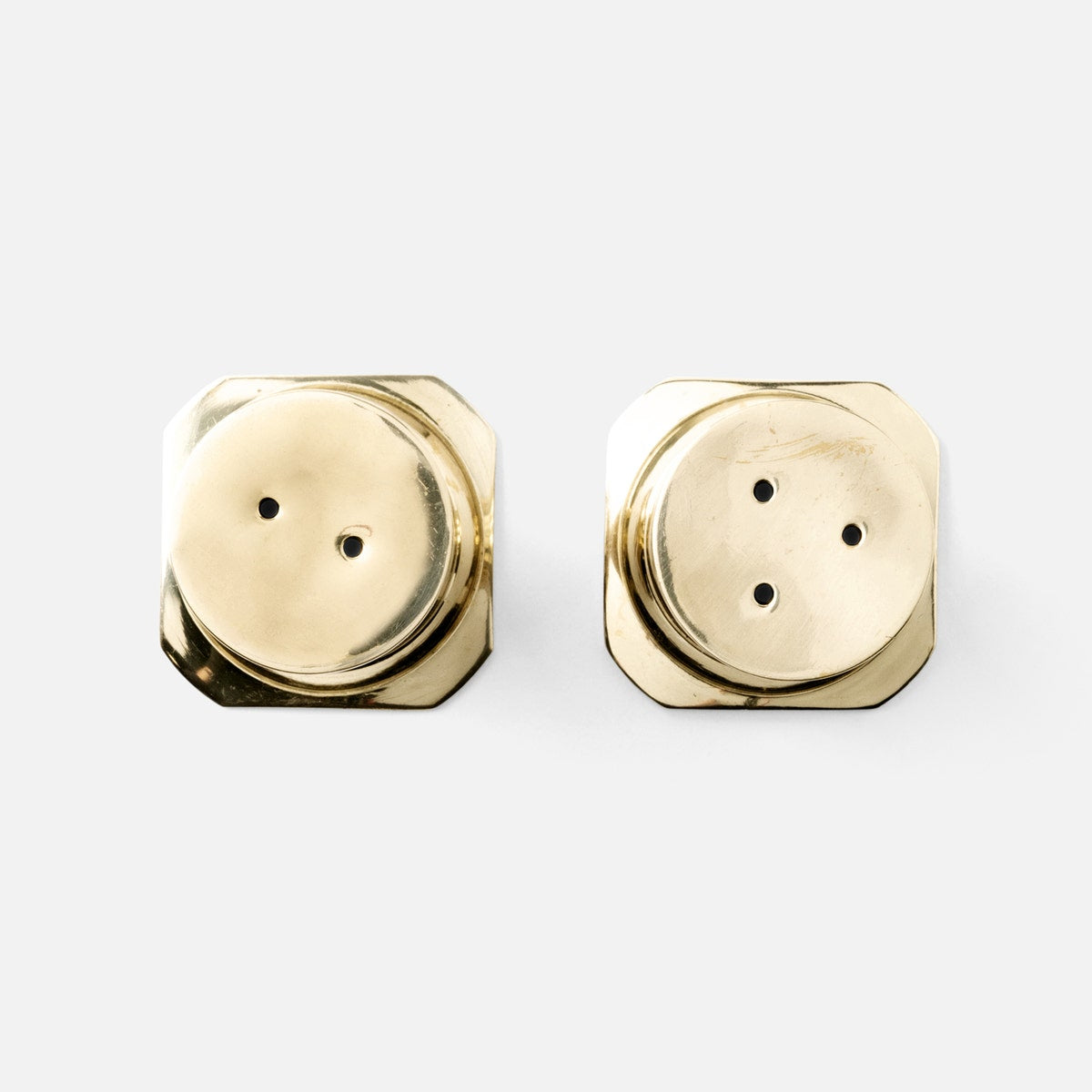 Lazarus Polished Gold 1 Set Of Column Salt And Pepper Shakers Brass Boxed