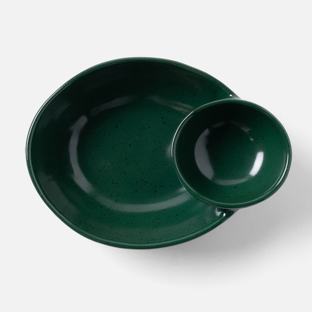 Marcus Dark Green Salt Glaze Olive Bowl Oval Stoneware Pack/2