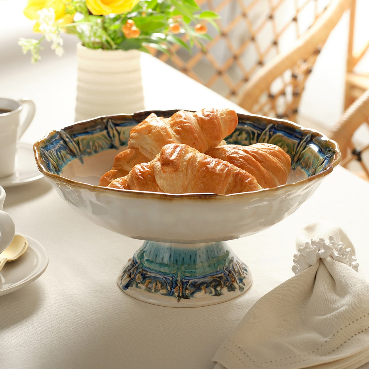 Sasha White Coated Coral Napkin Ring Brass Boxed Set Of 4