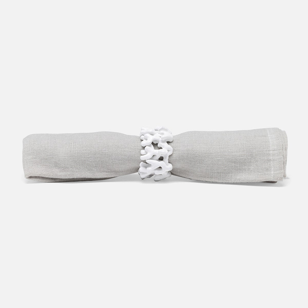 Sasha White Coated Coral Napkin Ring Brass Boxed Set Of 4