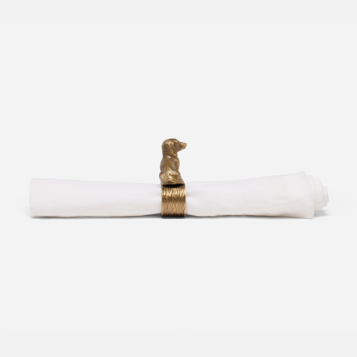 Skipper Antique Gold Dachshund Napkin Ring Brass Boxed Pack/4