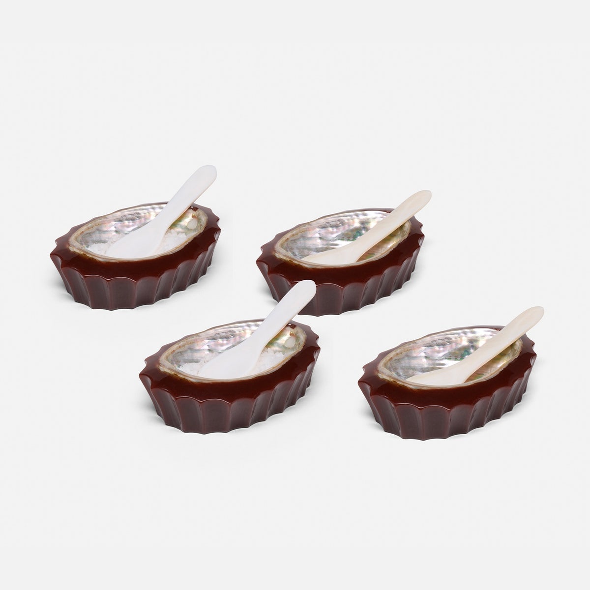 Tilda Cinnamon Pinch Bowls Resin/Abalone Shell Boxed Set Of 4
