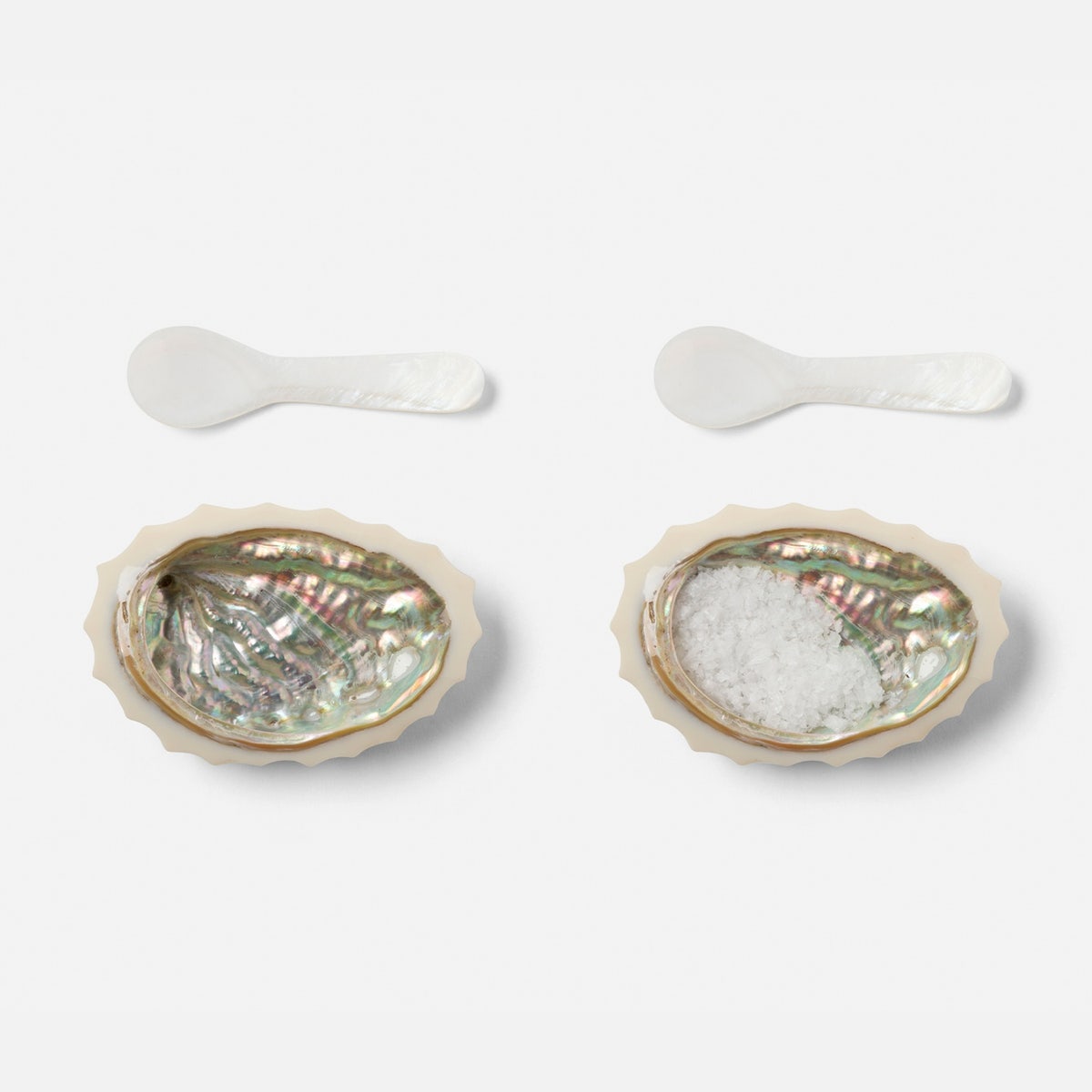 Tilda Ivory Pinch Bowls Resin/Abalone Shell Boxed Set Of 4