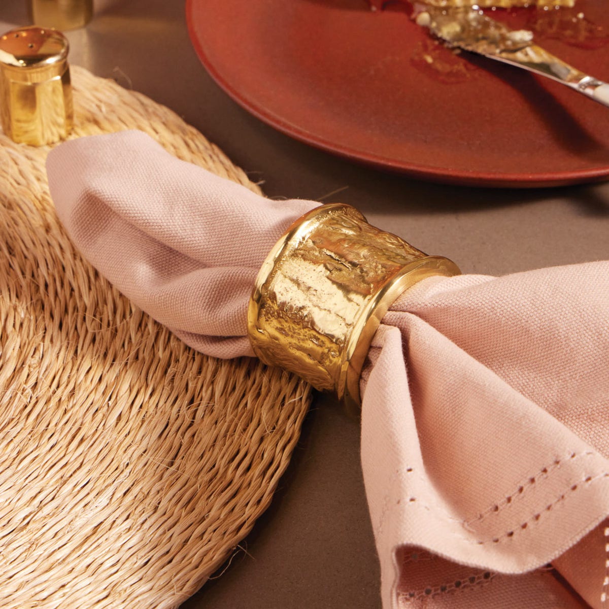 Melvin Gold Napkin Ring Brass Boxed Set Of 4