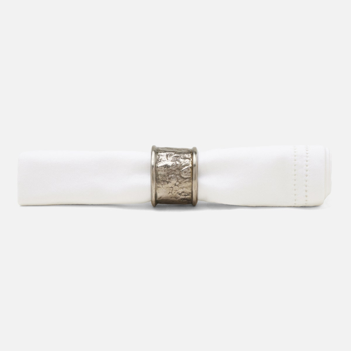 Melvin Antiqued Pewter Napkin Ring Brass Boxed Set Of 4