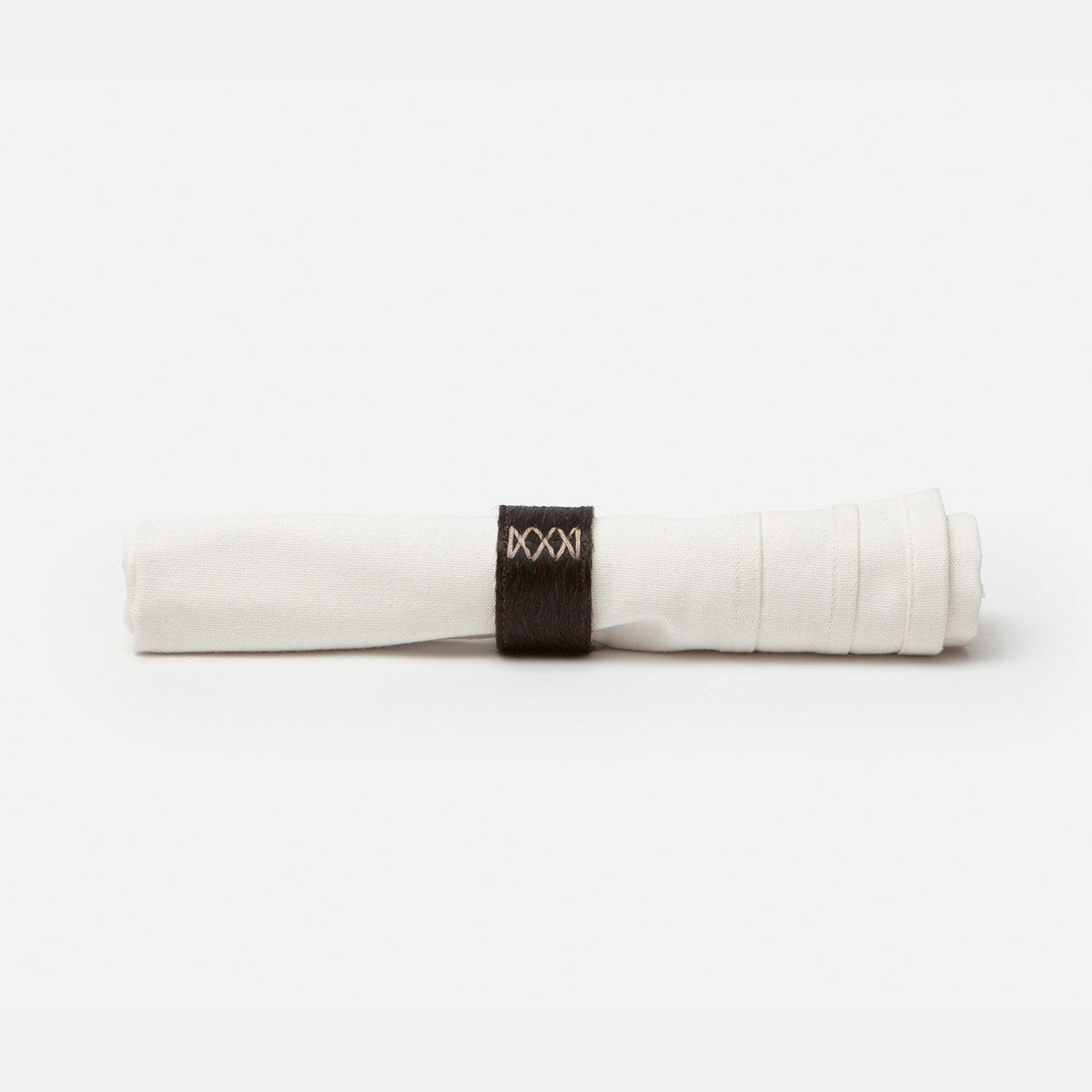 Morgan Napkin Ring Dark Brown Hair-On Hide Boxed Set Of 4