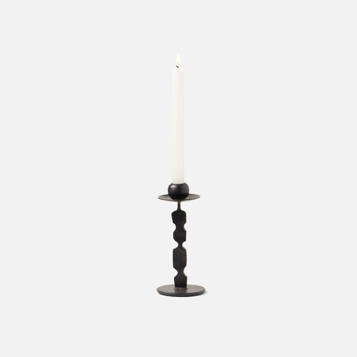 Quentin Antique Black Candle Holders With Round Base Set/2
