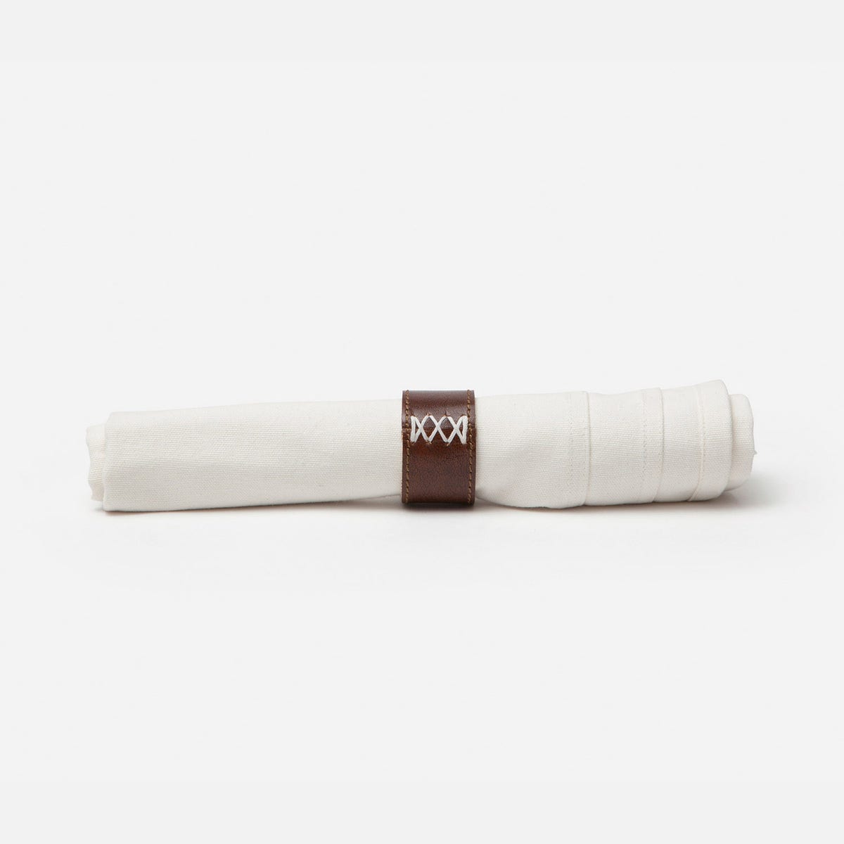Marco Napkin Ring Tobacco Full Grain Leather Boxed Set Of 4