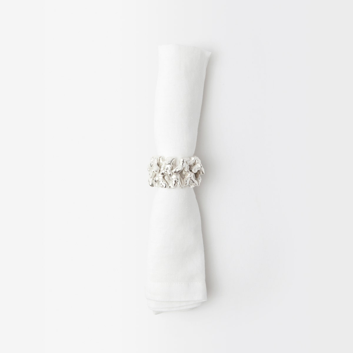 Sasha Shiny Silver Coral Napkin Ring Brass Boxed Set Of 4
