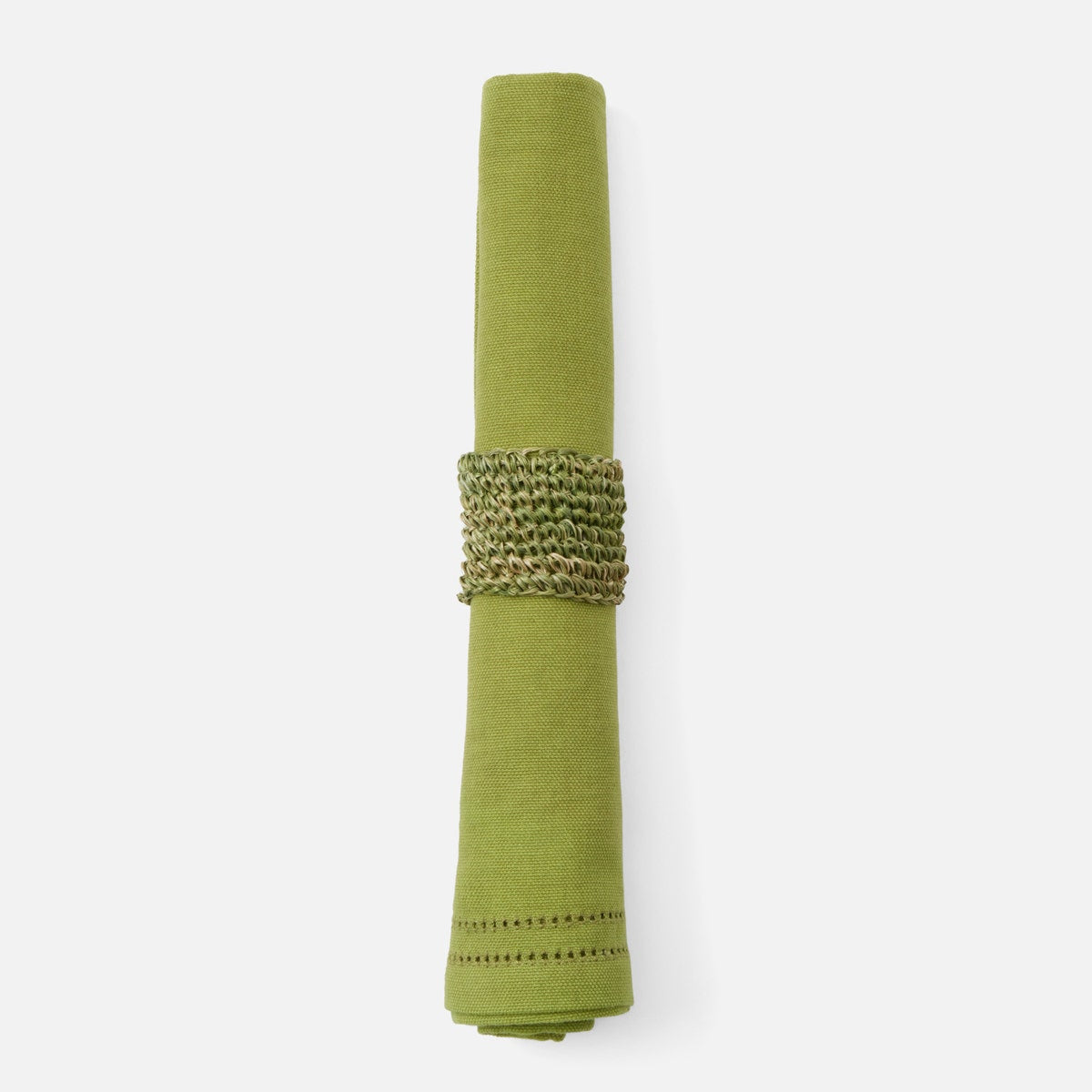 Emmy Green Crochet Napkin Ring Abaca Pack/4 Boxed