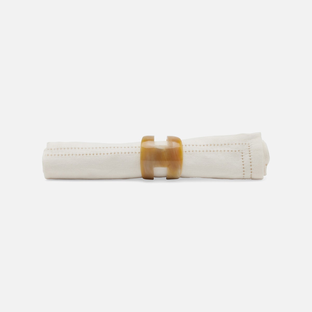 Luna Natural/White Horn Napkin Ring Boxed Set Of 4
