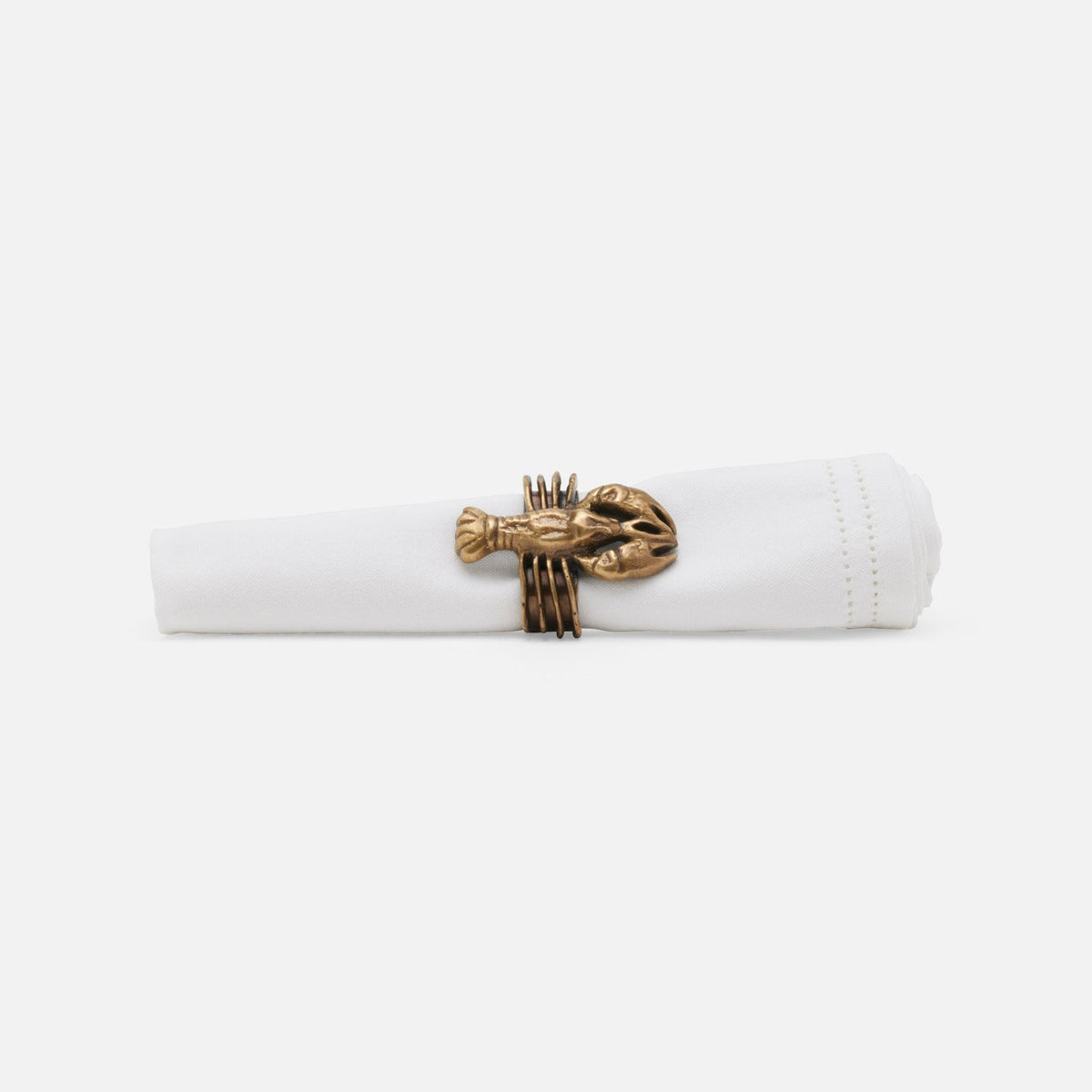 Marlin Antique Brass Lobster Napkin Ring Boxed Set Of 4