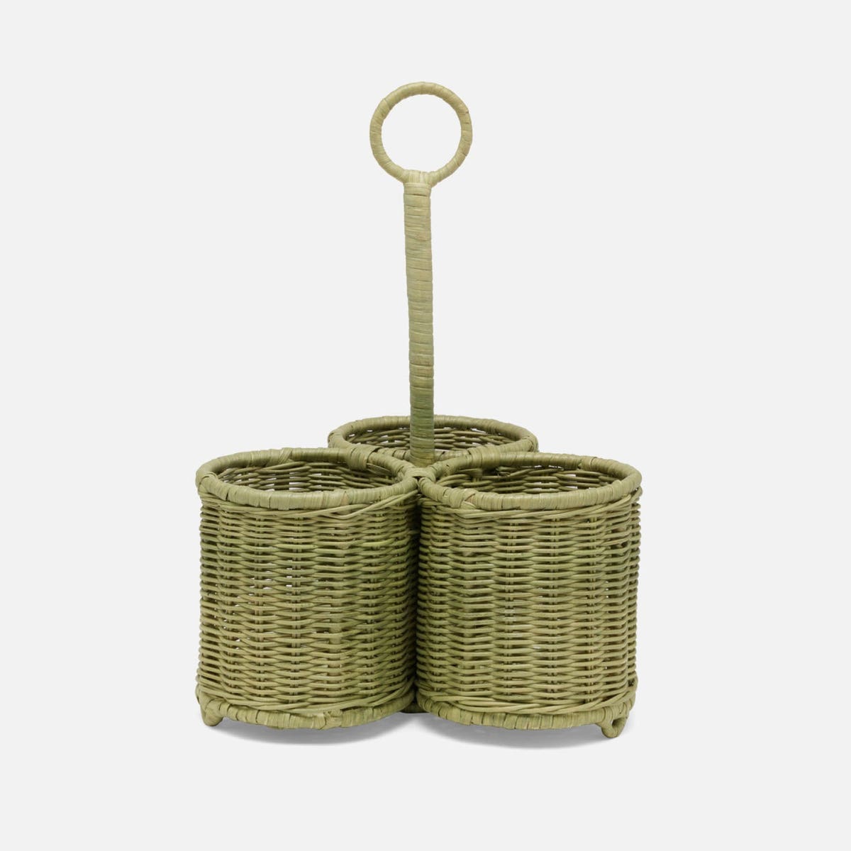 Micaela Mint Green Wine Caddy Rattan