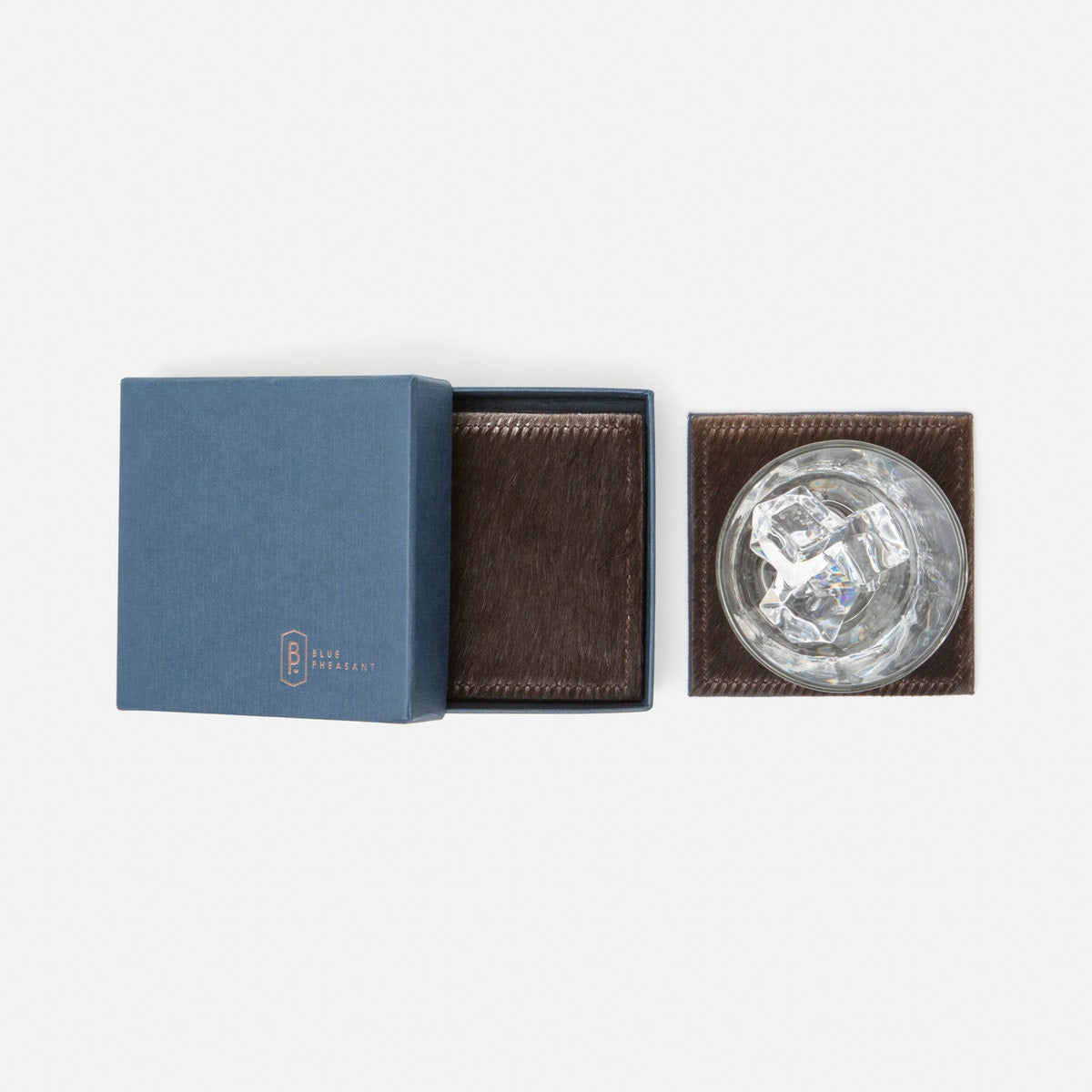 Tanner Dark Brown Square Coasters Boxed Set Of 4
