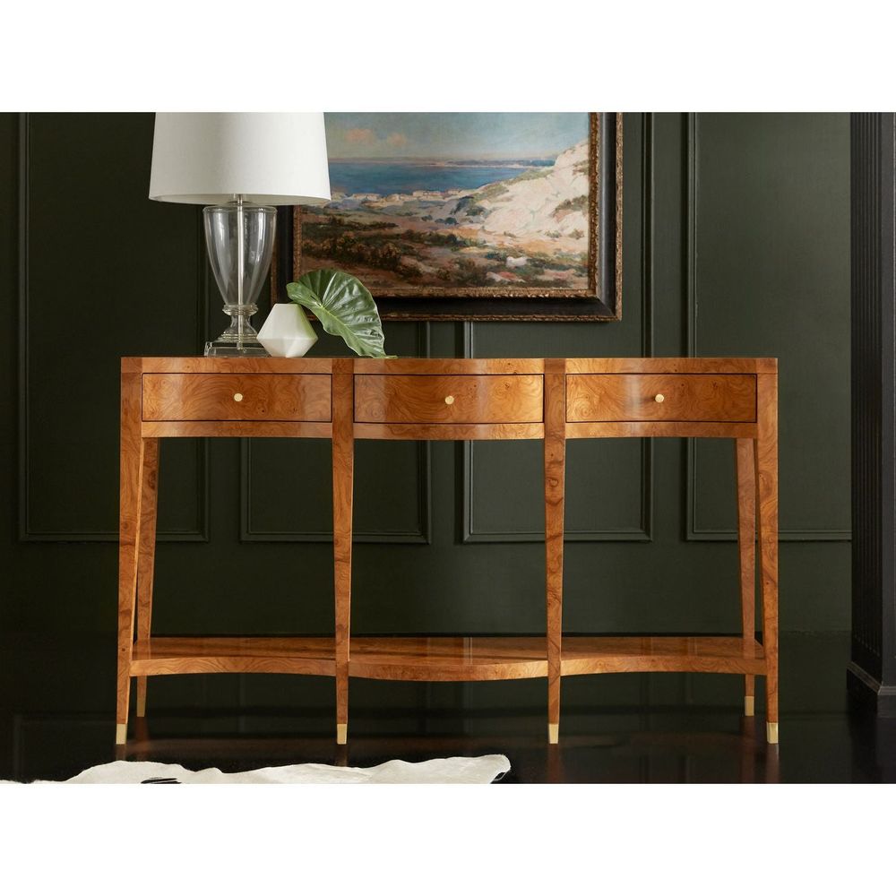 Alternate view of Serpentine Console-Olive Ashe in honey amber and warm caramel brown.