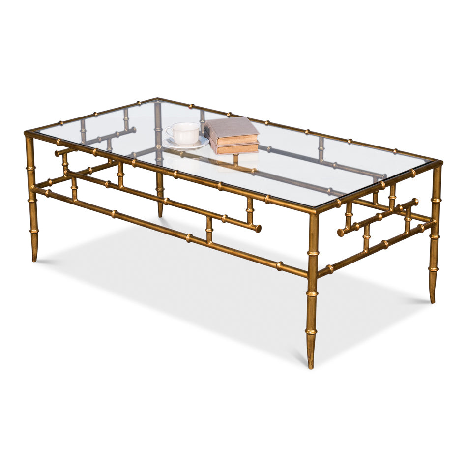 Faux Bamboo Metal Coffee Table-SARREID-SARREID-52851-Coffee Tables-4-France and Son