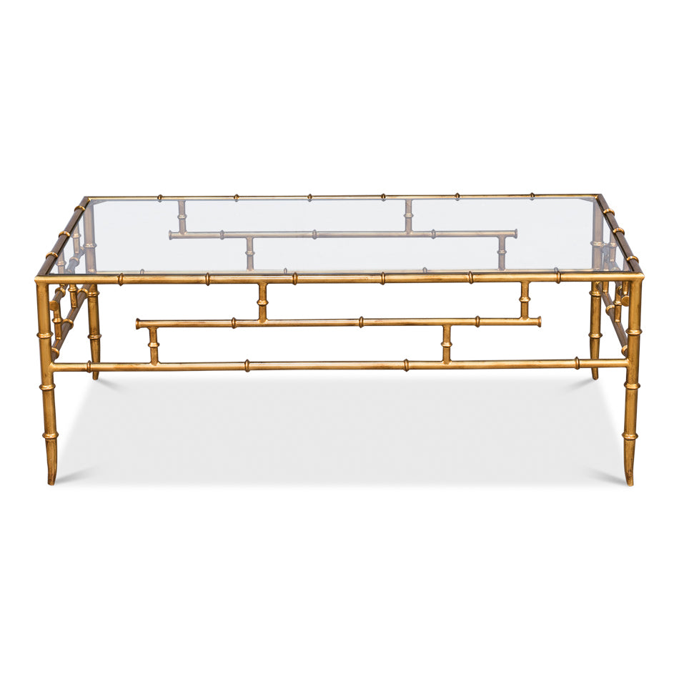 Faux Bamboo Metal Coffee Table-SARREID-SARREID-52851-Coffee Tables-2-France and Son