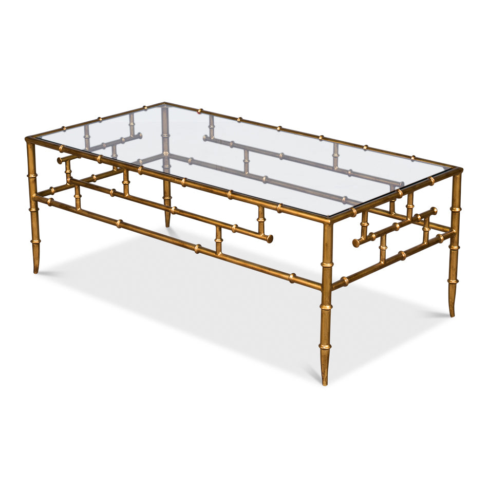 Faux Bamboo Metal Coffee Table-SARREID-SARREID-52851-Coffee Tables-1-France and Son