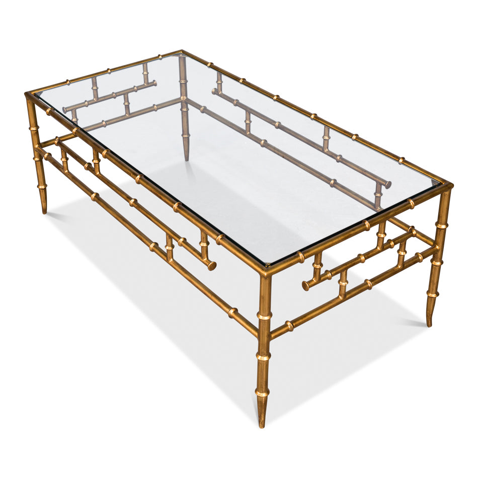 Faux Bamboo Metal Coffee Table-SARREID-SARREID-52851-Coffee Tables-3-France and Son