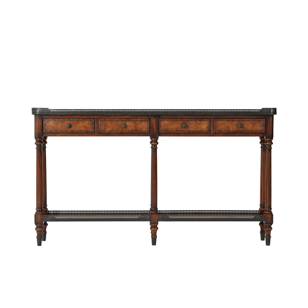 The Louis XVI Leather Console Table-Theodore Alexander-THEO-5300-018BD-Console Tables-1-France and Son