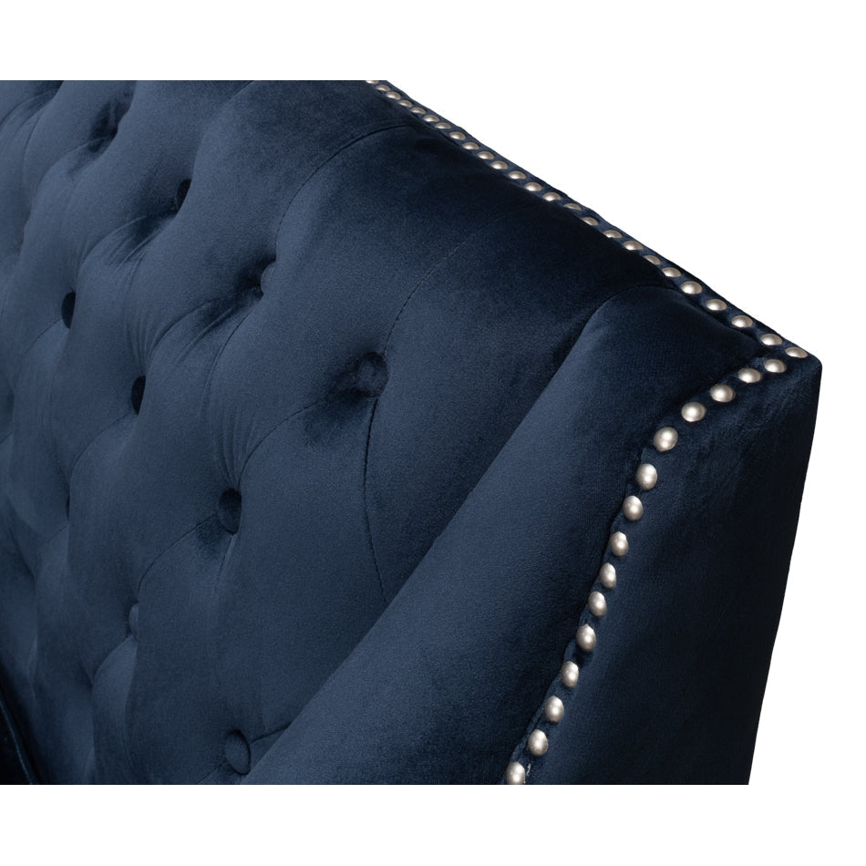 Tufted Loveseat Blue Velvet-SARREID-SARREID-53035-Sofas-3-France and Son