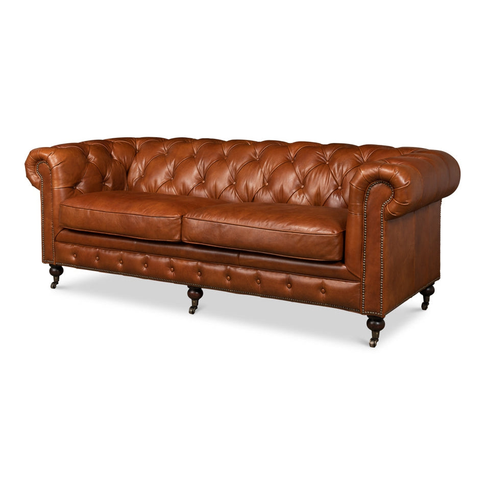 Tufted English Club Sofa-SARREID-SARREID-53128-SofasBrown Leather-4-France and Son