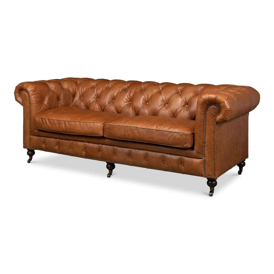 Tufted English Club Sofa-SARREID-SARREID-53128-SofasBrown Leather-5-France and Son