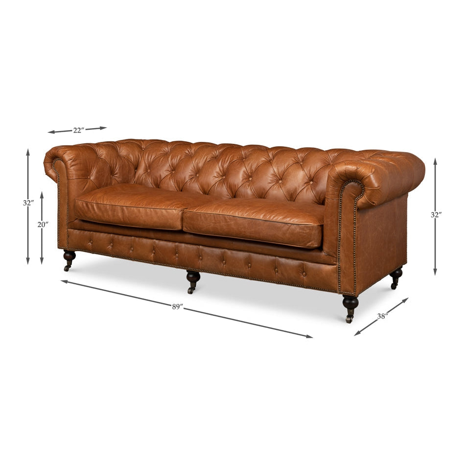 Tufted English Club Sofa-SARREID-SARREID-53128-SofasBrown Leather-8-France and Son