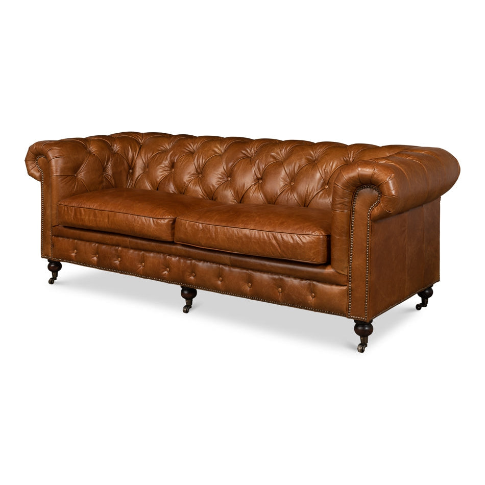 Tufted English Club Sofa-SARREID-SARREID-53128-SofasBrown Leather-6-France and Son