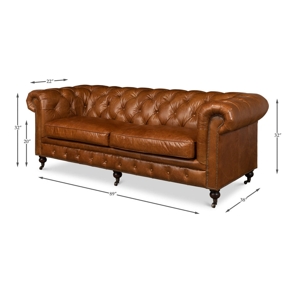 Tufted English Club Sofa-SARREID-SARREID-53128-SofasBrown Leather-9-France and Son