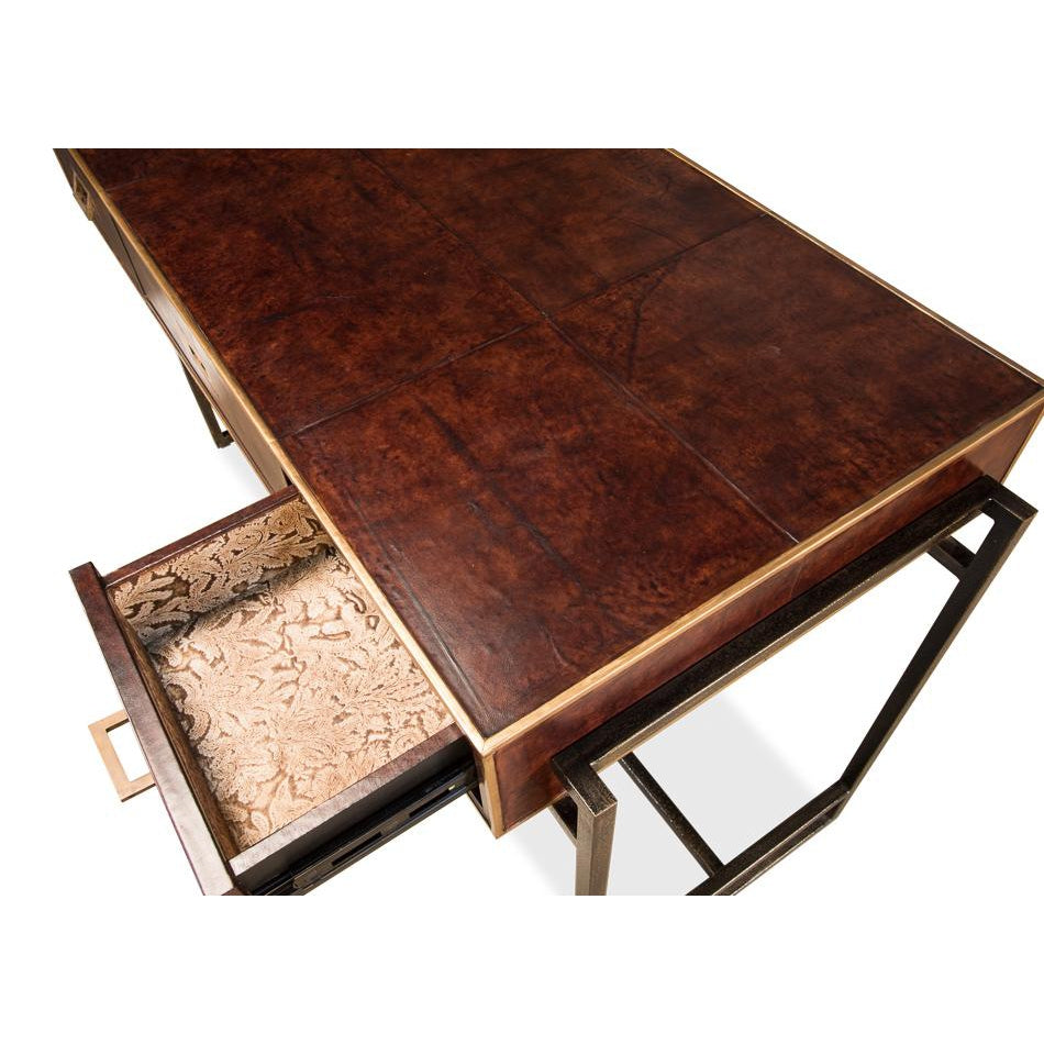 Big Brown Leather Desk-SARREID-SARREID-53151-Desks-2-France and Son