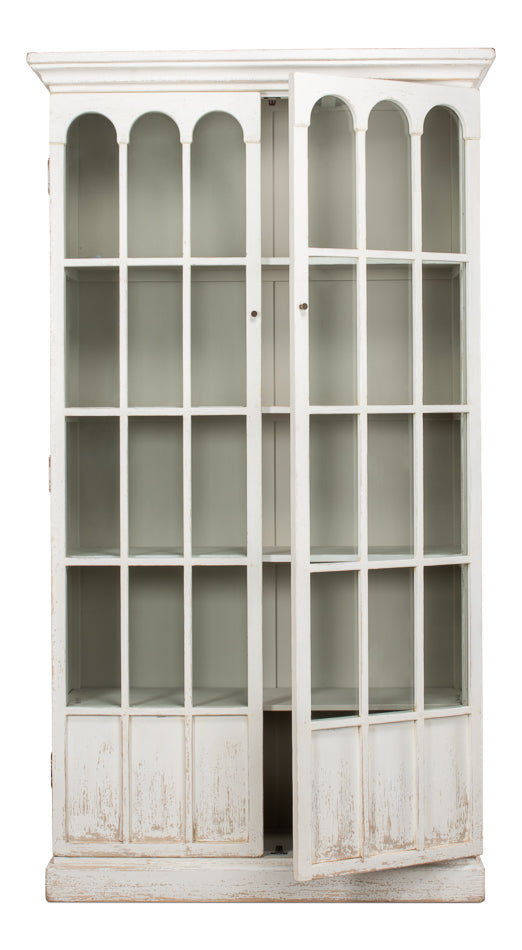 Glass Bookcase Whitewash-SARREID-SARREID-53227-Bookcases & Cabinets-3-France and Son