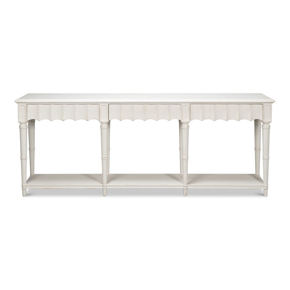 Chantal Console Table-SARREID-SARREID-53270-3-Console TablesWhite Transitional-3-France and Son