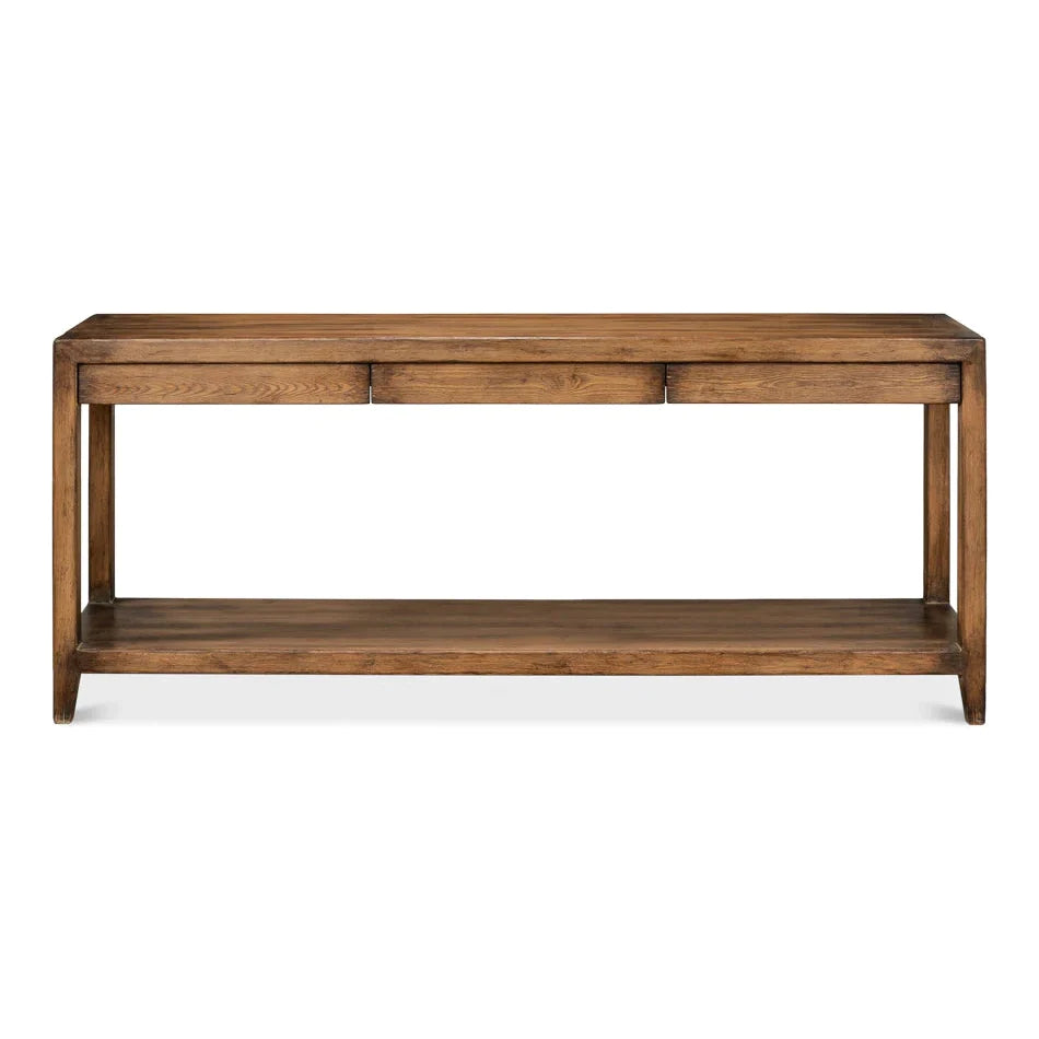 Anton Console With Three Drawers-SARREID-SARREID-53282-Console TablesFrench Walnut Finish-1-France and Son