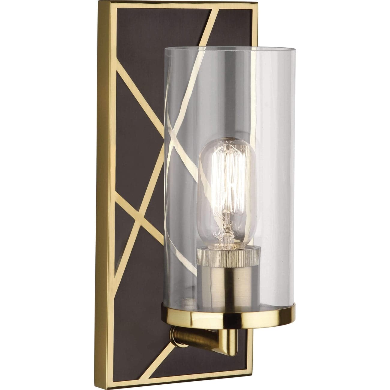 Michael Berman Bond Wall Sconce - Clear Glasses-Robert Abbey Fine Lighting-ABBEY-553-Wall LightingDriftwood Oak Wood Finish with Blackened Nickel Accents-1-France and Son