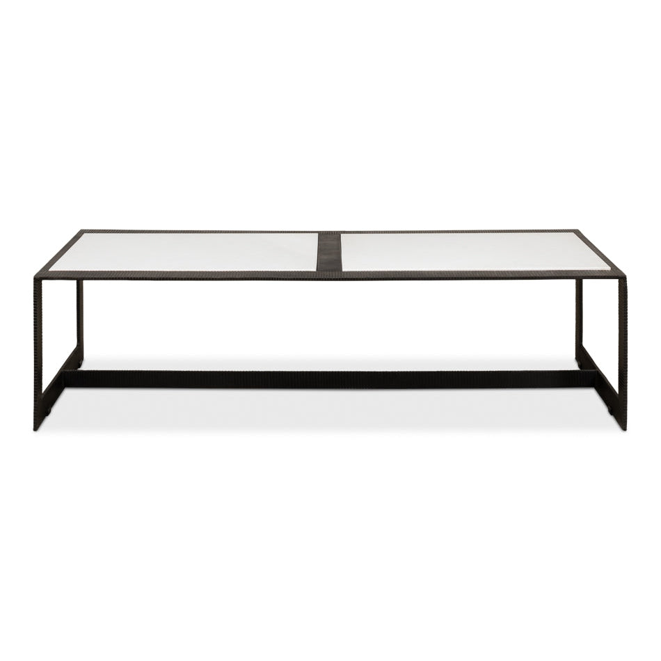 Ridged Iron Rectangular Coffee Table-SARREID-SARREID-53428-Coffee Tables-1-France and Son