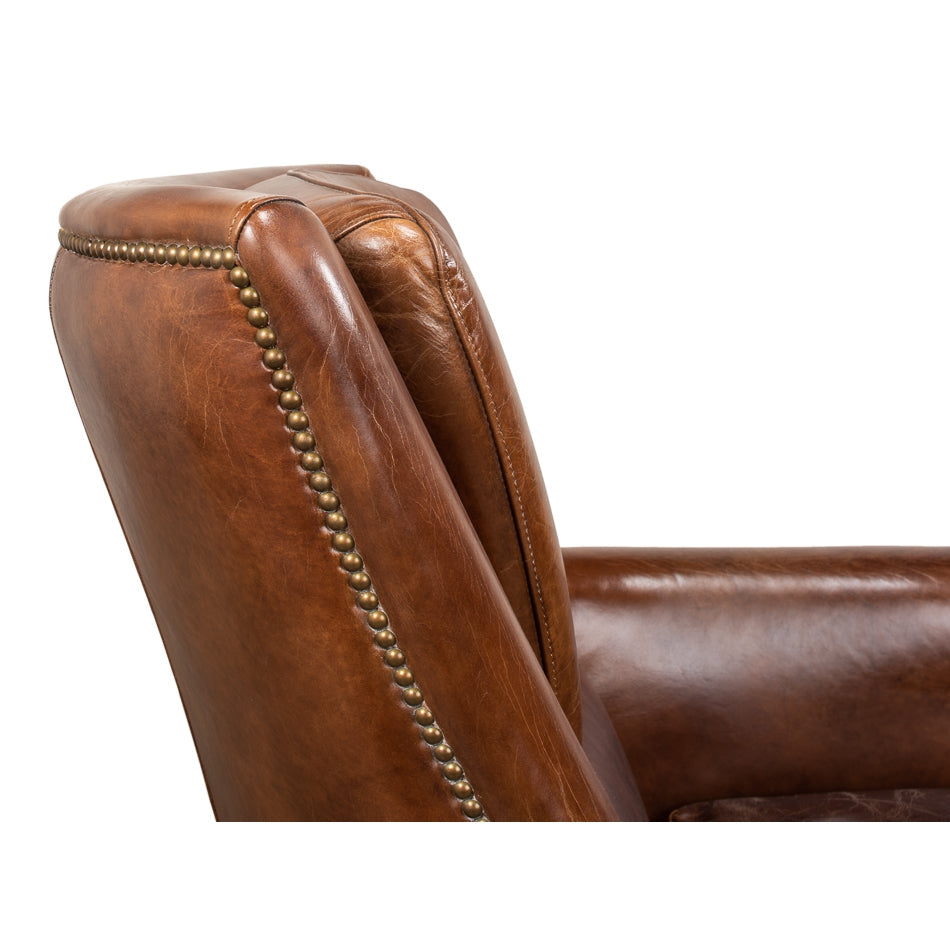 Baker Leather Swivel Chair-SARREID-SARREID-53468-Lounge Chairs-6-France and Son