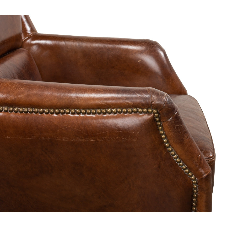 Baker Leather Swivel Chair-SARREID-SARREID-53468-Lounge Chairs-7-France and Son