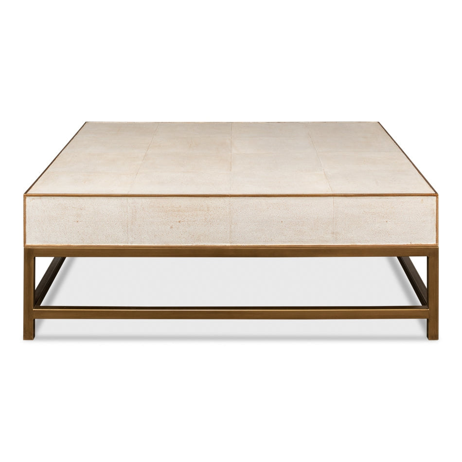 Gideon Shagreen Square Coffee Table-SARREID-SARREID-53552-1-Coffee TablesAntique Grey Finish-6-France and Son