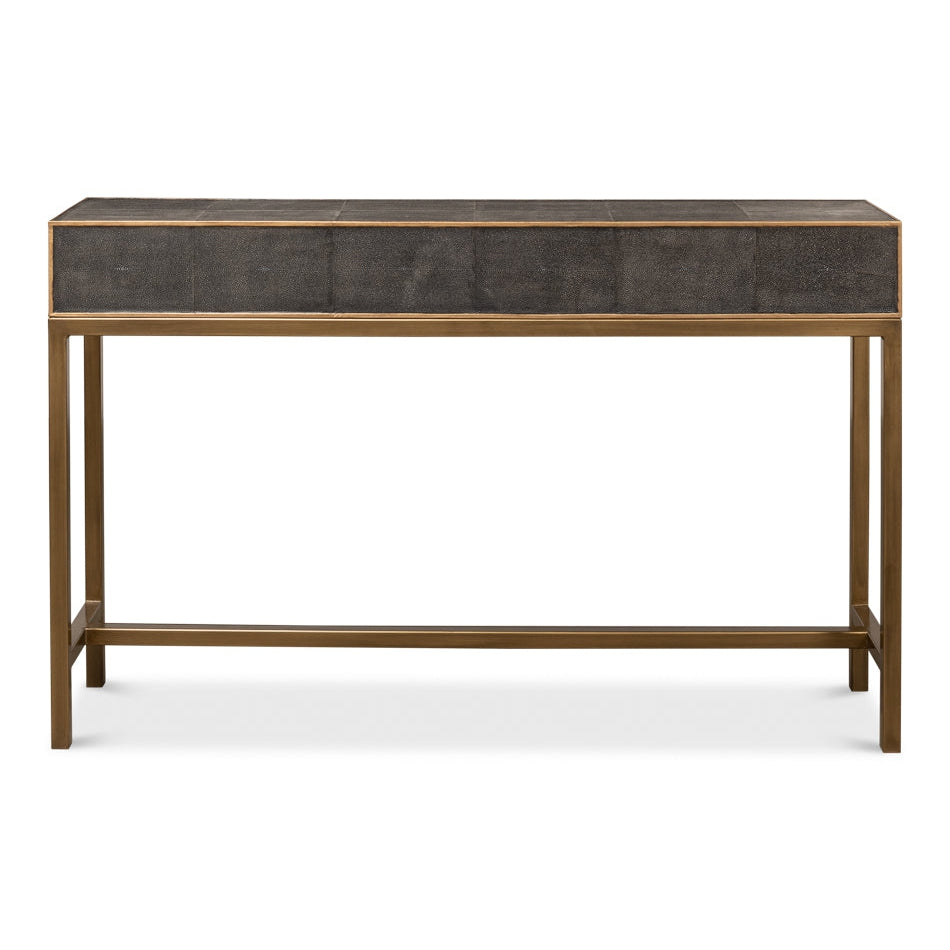 Gideon Shagreen Console Table-SARREID-SARREID-53553-1-Console TablesAntique Grey-6-France and Son