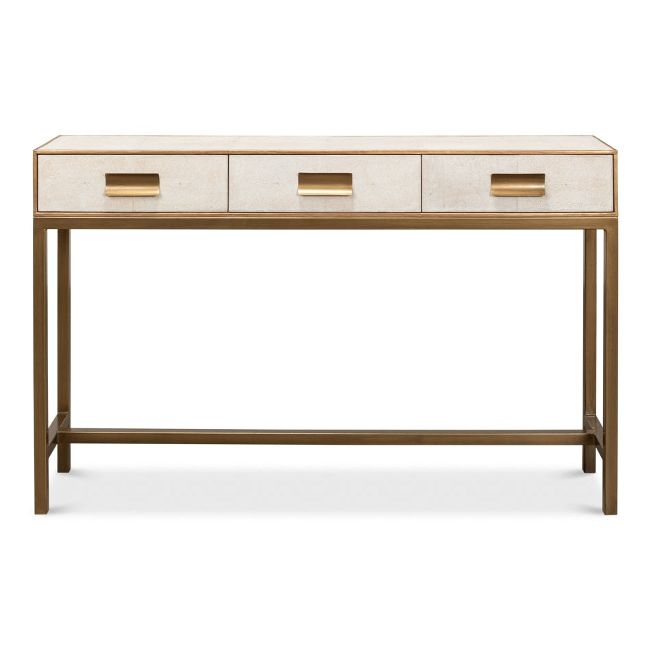 Gideon Shagreen Console Table-SARREID-SARREID-53553-4-Console TablesOsprey White-2-France and Son