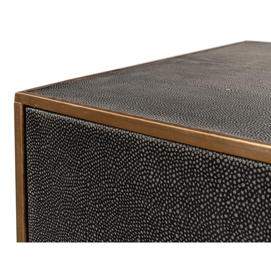 Gideon Shagreen 3 Drawer Side Table-SARREID-SARREID-53554-1-Side TablesGrey-6-France and Son