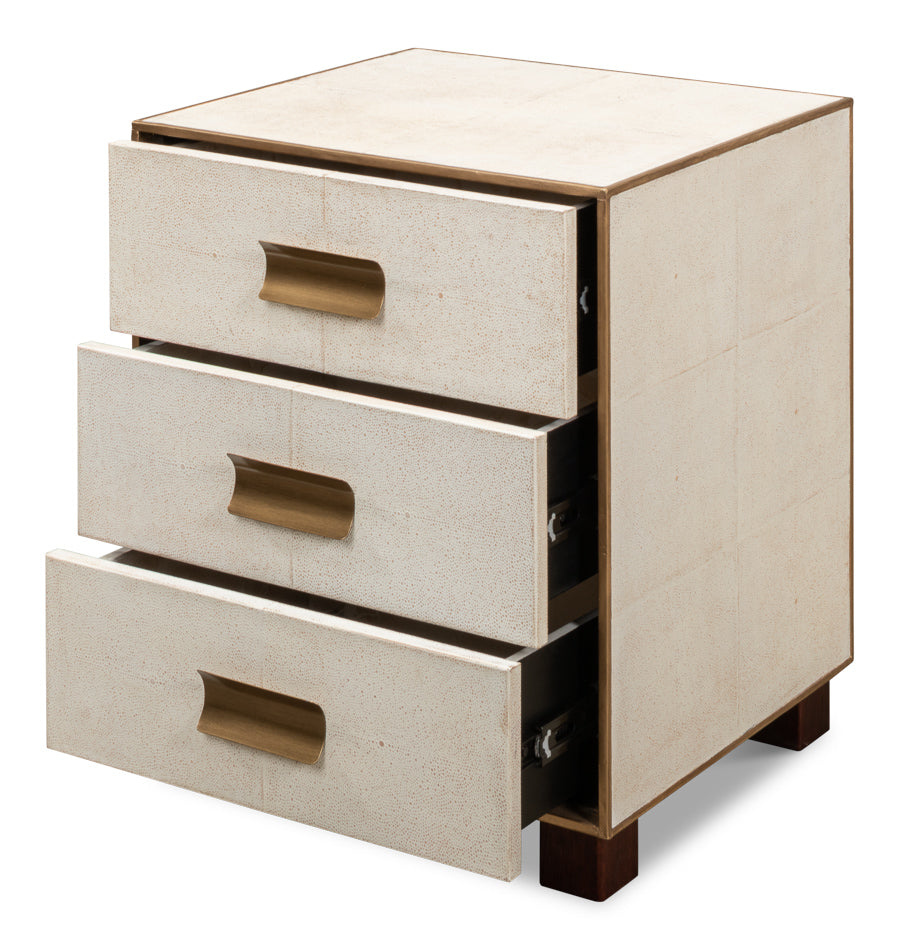 Gideon Shagreen 3 Drawer Side Table-SARREID-SARREID-53554-1-Side TablesGrey-4-France and Son