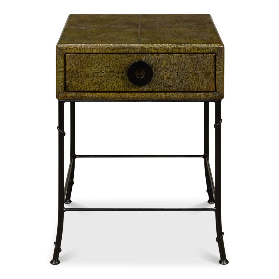 Gabriella Shagreen Side Table-SARREID-SARREID-53561-3-Side TablesGreen Contemporary-4-France and Son